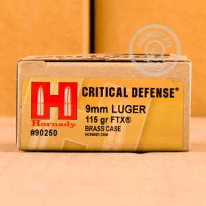 Image of 9MM LUGER HORNADY CRITICAL DEFENSE 115 GRAIN FTX JHP (250 ROUNDS)