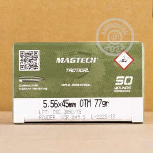 Photo of 5.56x45mm Hollow-Point Boat Tail (HP-BT) ammo by Magtech for sale.