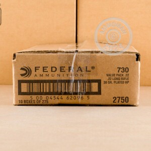 Photo detailing the 22 LR FEDERAL FIELD PACK 38 GRAIN CPHP (275 ROUNDS) for sale at AmmoMan.com.