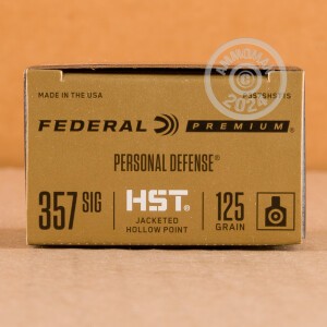 Image of the 357 SIG FEDERAL PERSONAL DEFENSE HST 125 GRAIN JHP (20 ROUNDS) available at AmmoMan.com.