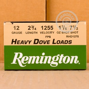 Image of the 12 GAUGE REMINGTON HEAVY DOVE LOADS 2-3/4" 1-1/8 OZ. #7.5 SHOT (250 ROUNDS) available at AmmoMan.com.