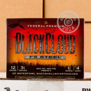 Image of 12 GAUGE  FEDERAL BLACKCLOUD 3-1/2" 1-1/2 OZ. #4 STEEL SHOT (25 ROUNDS)