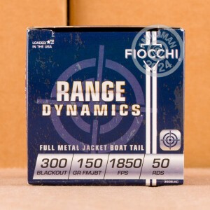 A photograph of 500 rounds of 150 grain 300 AAC Blackout ammo with a FMJ-BT bullet for sale.