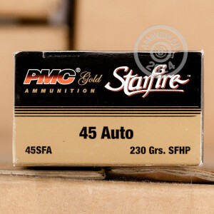 Image of the .45 ACP PMC STARFIRE 230 GRAIN JHP (20 ROUNDS) available at AmmoMan.com.