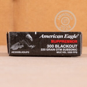 A photograph of 500 rounds of 220 grain 300 AAC Blackout ammo with a Open Tip Match bullet for sale.