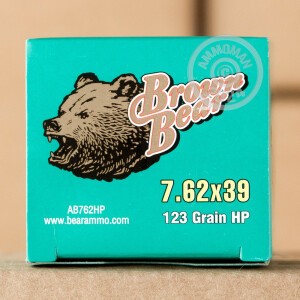 Photo detailing the 7.62X39 BROWN BEAR 123 GRAIN HP (500 ROUNDS) for sale at AmmoMan.com.