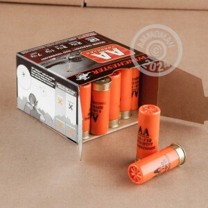 Photo detailing the 12 GAUGE WINCHESTER AA TRAACKER ORANGE WAD 2-3/4" 1-1/8 OZ. #7.5 SHOT (25 ROUNDS) for sale at AmmoMan.com.