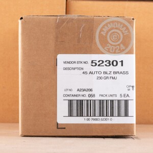 Image of the .45 ACP CCI BLAZER BRASS 230 GRAIN FMJ (1000 ROUNDS) available at AmmoMan.com.