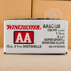 Image of 12 GAUGE WINCHESTER AA SUPER SPORT SPORTING CLAYS 2-3/4" 1-1/8 OZ. #8 SHOT (25 ROUNDS)