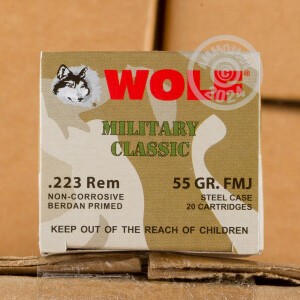 Image of 223 Remington ammo by Wolf that's ideal for training at the range.