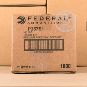 Photograph showing detail of 357 SIG FEDERAL PERSONAL DEFENSE 125 GRAIN JHP (50 ROUNDS)