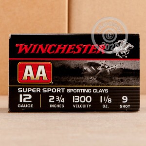 Photograph showing detail of 12 GAUGE 2-3/4" WINCHESTER SPORT CLAY 1-1/8 OZ  #9 AA (250 ROUNDS)