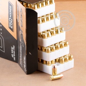 An image of .40 Smith & Wesson ammo made by Blazer Brass at AmmoMan.com.