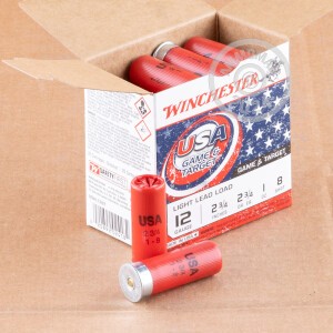 Photo detailing the 12 GAUGE WINCHESTER USA GAME & TARGET 2-3/4" 1 OZ. #8 SHOT (250 ROUNDS) for sale at AmmoMan.com.
