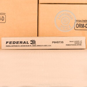 Image of the 9MM +P FEDERAL PERSONAL DEFENSE HST 124 GRAIN JHP (20 ROUNDS) available at AmmoMan.com.