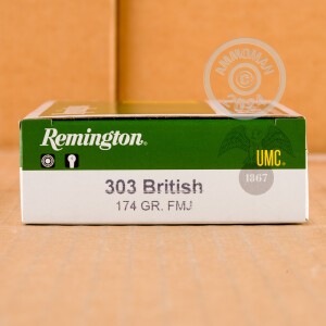 Photo detailing the .303 BRITISH REMINGTON UMC 174 GRAIN MC (20 ROUNDS) for sale at AmmoMan.com.