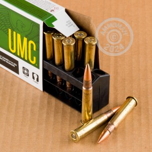 Photograph showing detail of .303 BRITISH REMINGTON UMC 174 GRAIN MC (20 ROUNDS)