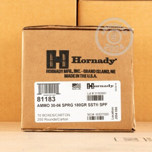 Photo detailing the 30-06 SPR HORNADY 180 GRAIN SST (20 ROUNDS) for sale at AmmoMan.com.