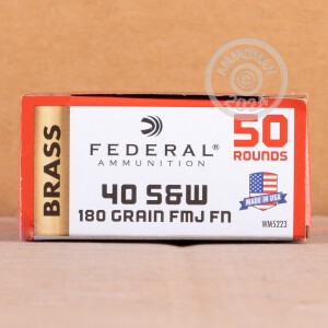 Photograph showing detail of 40 S&W FEDERAL CHAMPION 180 GRAIN FMJ (50 ROUNDS)