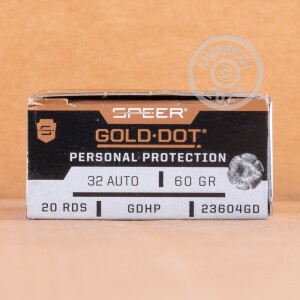 Image of 32 ACP SPEER GOLD DOT 60 GRAIN JHP (20 ROUNDS)