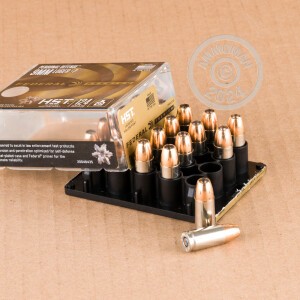 Photograph showing detail of 9MM +P FEDERAL PERSONAL DEFENSE HST 124 GRAIN JHP (200 ROUNDS)