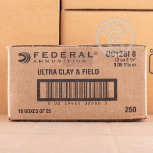 Image of the 12 GAUGE FEDERAL ULTRA CLAY & FIELD 2-3/4" #8 SHOT (25 ROUNDS) available at AmmoMan.com.