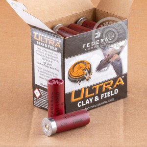 Photo detailing the 12 GAUGE FEDERAL ULTRA CLAY & FIELD 2-3/4" #8 SHOT (25 ROUNDS) for sale at AmmoMan.com.