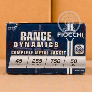 Photo detailing the 45 LONG COLT FIOCCHI 255 GRAIN CMJ (50 ROUNDS) for sale at AmmoMan.com.