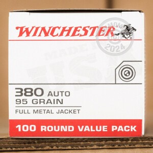 Photo detailing the 380 ACP WINCHESTER 95 GRAIN FMJ (100 ROUNDS) for sale at AmmoMan.com.