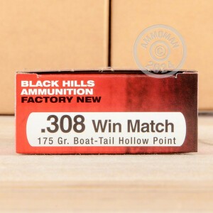 Image of the 308 WIN BLACK HILLS MATCH 175 GRAIN HP-BT (20 ROUNDS) available at AmmoMan.com.