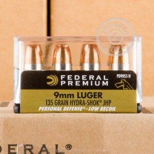 Image of the 9MM FEDERAL HYDRA-SHOK LOW RECOIL 135 GRAIN JHP (200 ROUNDS) available at AmmoMan.com.