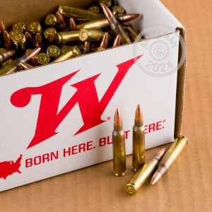 Photo detailing the 5.56x45 - 55 Grain FMJ - Winchester USA - 200 Rounds for sale at AmmoMan.com.