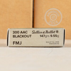 A photo of a box of Sellier & Bellot ammo in 300 AAC Blackout.