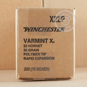 Image of the 22 HORNET WINCHESTER VARMINT-X 35 GRAIN POLYMER TIP (20 ROUNDS) available at AmmoMan.com.