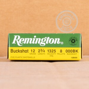 Photo detailing the 12 GAUGE REMINGTON 2-3/4" 000 BUCKSHOT (250 ROUNDS) for sale at AmmoMan.com.