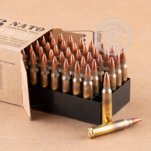 Photo of 5.56x45mm Full Metal Jacket Boat Tail (FMJ-BT) ammo by Fiocchi for sale.