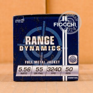 Image of 5.56x45mm ammo by Fiocchi that's ideal for training at the range.