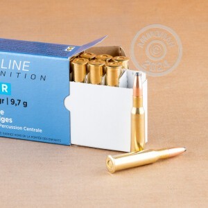 A photograph detailing the 7.62 x 54R ammo with Soft-Point Boat Tail (SP-BT) bullets made by Prvi Partizan.