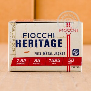 Image of the 7.62x25 TOKAREV FIOCCHI 85 GRAIN FMJ (50 ROUNDS) available at AmmoMan.com.