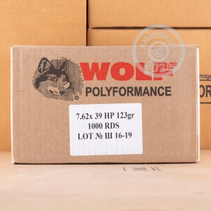 Photo detailing the 7.62X39 WOLF WPA POLYFORMANCE 123 GRAIN HP (20 ROUNDS) for sale at AmmoMan.com.