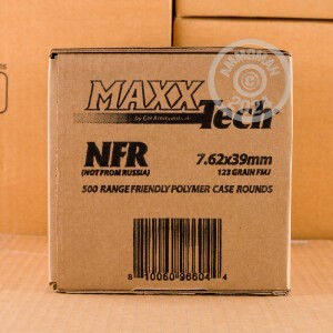 Photograph showing detail of 7.62X39 MAXX TECH NFR 123 GRAIN FMJ (50 ROUNDS)