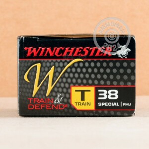 Image of the .38 SPECIAL WINCHESTER TRAIN & DEFEND 130 GRAIN FMJ (50 ROUNDS) available at AmmoMan.com.