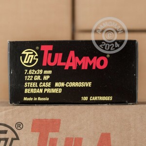 Image of the 7.62x39MM TULA CARTRIDGE WORKS 122 GRAIN HP (100 ROUNDS) available at AmmoMan.com.