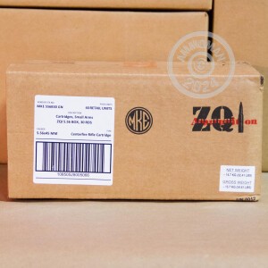 A photo of a box of ZQI Ammunition ammo in 5.56x45mm that's often used for training at the range.
