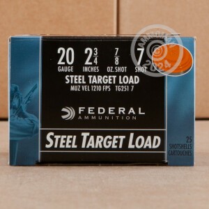 Photograph showing detail of 20 GAUGE FEDERAL STEEL SHOT 2-3/4" #7 SHOT (25 ROUNDS)
