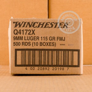 Photo detailing the 9MM WINCHESTER 115 GRAIN FMJ (500 ROUNDS) for sale at AmmoMan.com.