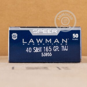 Photo detailing the 40 S&W SPEER LAWMAN 165 GRAIN TMJ (1000 ROUNDS) for sale at AmmoMan.com.