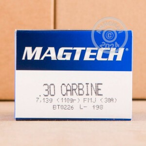 Photo detailing the 30 CARBINE MAGTECH 110 GRAIN FMC (50 Rounds) for sale at AmmoMan.com.