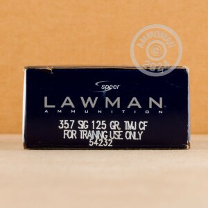Photo detailing the .357 SIG SPEER LAWMAN CLEAN-FIRE 125 GRAIN TMJ (1000 ROUNDS) for sale at AmmoMan.com.