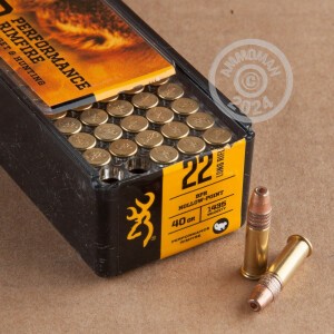  rounds of .22 Long Rifle ammo with copper plated hollow point bullets made by Browning.